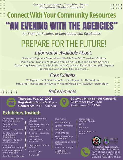 An Evening With the Agencies flyer in English with information about the event